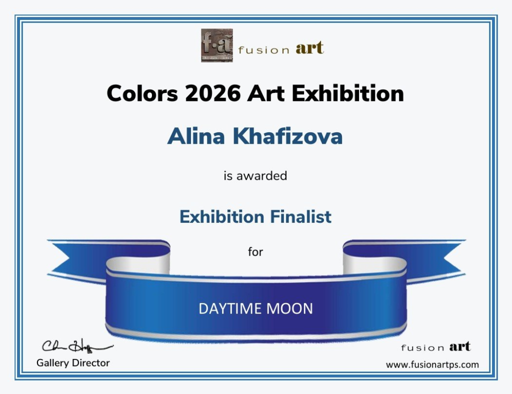 Онлайн-галерея искусств "Fusion Art"
Ежегодная Выставка «Colors 2026»
Почетное признание — Фотография и цифровое искусство
за работу "ДНЕВНАЯ ЛУНА",
Директор выставки Кристофер Хоффман,
штат Нью-Мексико, Соединенные Штаты Америки
www.fusionartps.com
